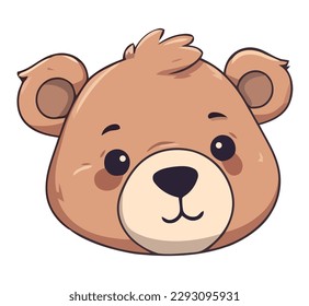 Fluffy teddy bear toy face over white