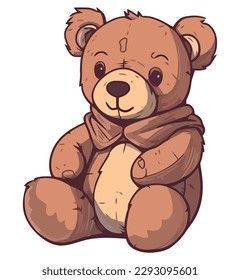 Fluffy teddy bear toy over white