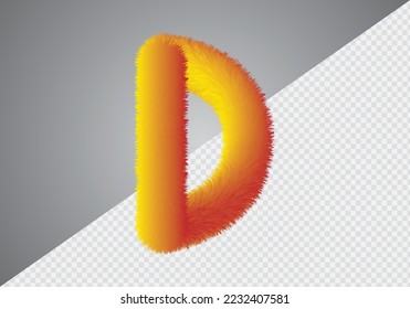 Fluffy text effect D letter. D letter fluffy.