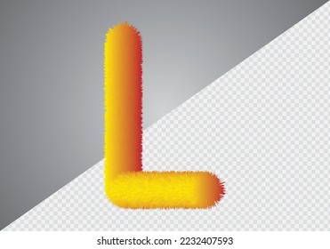 Fluffy text effect L letter. L letter fluffy.