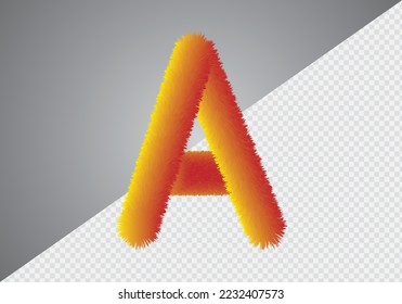 Fluffy text effect A letter. A letter fluffy.