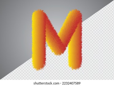 Fluffy text effect M letter. M letter fluffy.