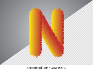 Fluffy text effect N letter. N letter fluffy.