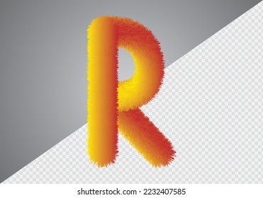 Fluffy text effect R letter. R letter fluffy.