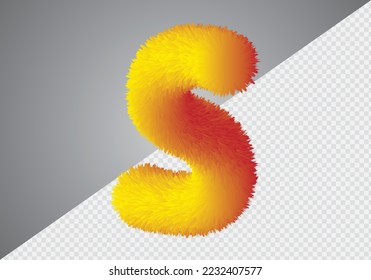 Fluffy text effect S letter. S letter fluffy.