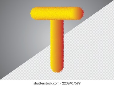 Fluffy text effect T letter. T letter fluffy.