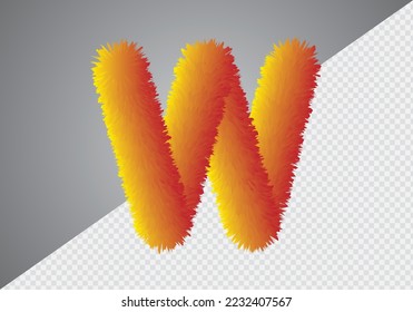 Fluffy text effect W letter. W letter fluffy.