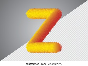 Fluffy text effect Z letter. Z letter fluffy.