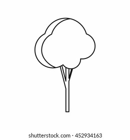 Fluffy tree icon in outline style. Plants and nature symbol isolated vector illustration