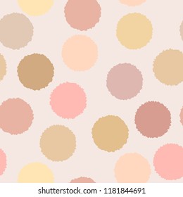 Fluffy, uneven, multicolored circles on a light beige background. Soft circles of different colors