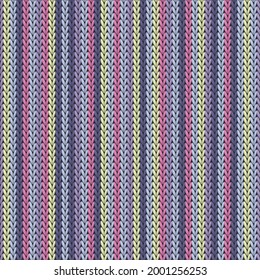 Fluffy vertical stripes knitting texture geometric vector seamless. Fair isle sweater hosiery textile print. Scandinavian style seamless knitted pattern. Repeatable background.