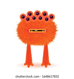 Fluffy voluminous cute Monster auf weißem Hintergrund. Vektorillustration