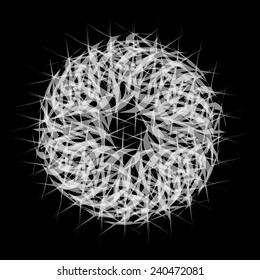 fluffy white abstract circle on a black background. Vector