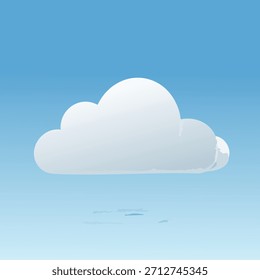 Una nube blanca y esponjosa se desplaza contra un cielo azul degradado. El estilo de dibujos animados presenta bordes suaves y Formas simples que crean un aspecto caprichoso y limpio. La composición es minimalista, lo que sugiere un día brillante.