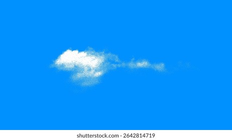 A fluffy white cloud floats peacefully in a vibrant blue sky. The scene captures a serene moment with no other clouds or obstructions, highlighting the clear weather.