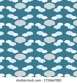 Fluffy White Clouds in Bright Blue Sky Seamless Pattern