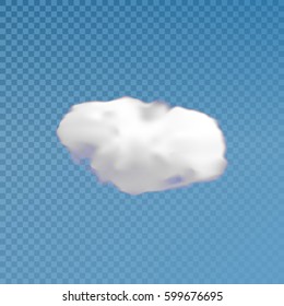 Fluffy white clouds. Realistic vector design elements. smoke effect on isolated transparent background. Vector illustration.