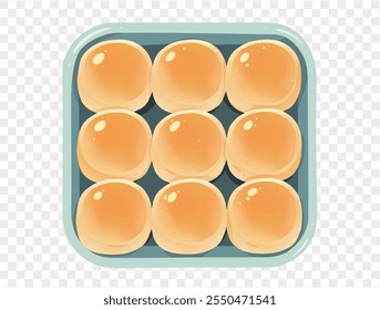 Rolos de jantar branco macio arranjado na bandeja com fundo transparente, perfeito para o Dia de Ação de Graças. Vetor.