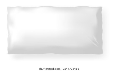 Fluffy white pillow casting a gentle shadow on a pristine white background, evoking a sense of serenity and inviting feelings of comfort and restfulness in any space