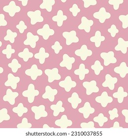 Fluffy White Stars on Pink Background Pattern