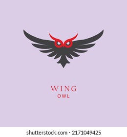 Fluffy wings owl logo template vector icon design