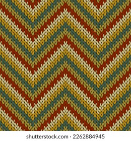 Fluffy zigzag chevron estriba navidades de punto vector geométrico sin fisuras. La imitación de la estructura del tejido de la alfombra. Patrón clásico de punto caliente sin costura. Ilustración de lienzo de tejido.