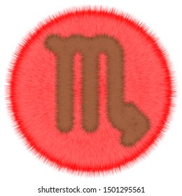 Fluffy zodiac sign Scorpio in a red circle