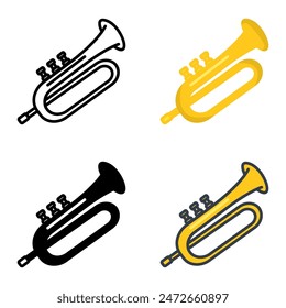 The Flugelhorn icon showcases a brass instrument used in bands and orchestras for mellow, melodic sounds.