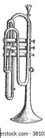 Flugelhorn, vintage engraved illustration. Dictionary of words and things - Larive and Fleury - 1895. 