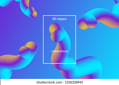 Fluid 3d abstract background. Futuristic liquid gradient shapes design. Vector eps10.