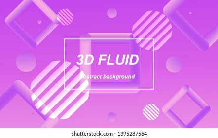 Fluid 3d abstract background. Futuristic liquid gradient shapes design. Vector eps10.