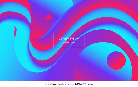 Fluid 3d abstract background. Futuristic liquid gradient shapes design. Vector eps10.
