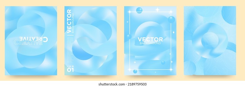 Fluid 3d gradient background vector. Digital and trendy style with 3d geometric shapes. Blue pastel template for designs, covers, posters, social media, posters, artworks, idol, banners, background.