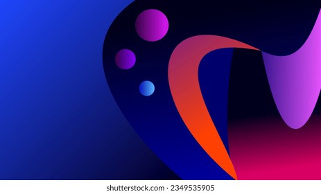 Formas multicolor fluidas 3d sobre fondo de gradiente azul oscuro