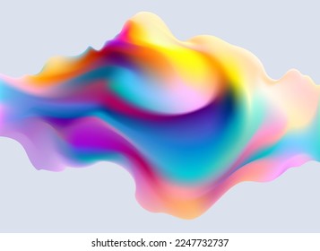 Fluid 3D object. Colorful liquid element on white background. Vector geometric shape for poster and cover design.