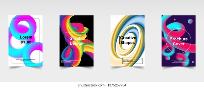Fluid 3d Shapes Set. Future Poster concept. Vector illustration