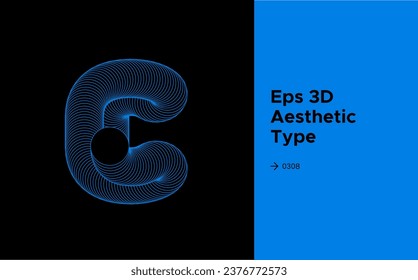 A fluid 3D vector letter A, on a graphic poster.