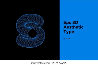 A fluid 3D vector letter s, on a graphic poster.