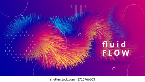 Fluid Abstract. 3d Gradient Concept. Liquid Futuristic Motion. Trendy Fluid Abstract. Flow Graphic Shape. Wave Movement. Digital Color Wallpaper. Dynamic Vector Banner. Vibrant Fluid Abstract.