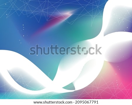 Fluid abstract background. Aurora hologram. Glitter. Title space.Line art.
