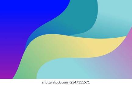 Fluidabstrakter Hintergrund in Blau, Rosa und Lila mit gekrümmten Formen