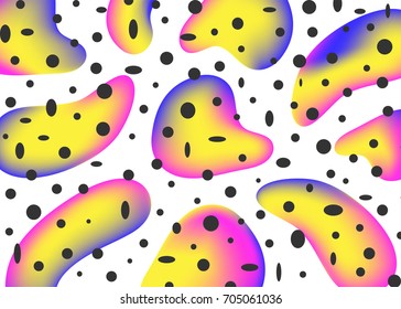 Fluid abstract background. Colored shapes on white and black texture. Vector eps10