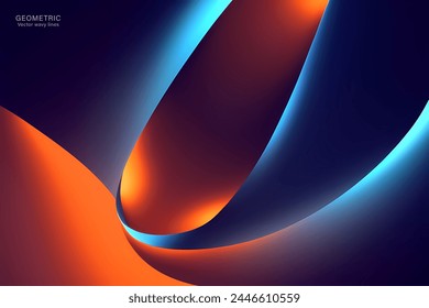 Fluid abstract background with colorful gradient. Abstract blue orange wave illustration of modern movement.