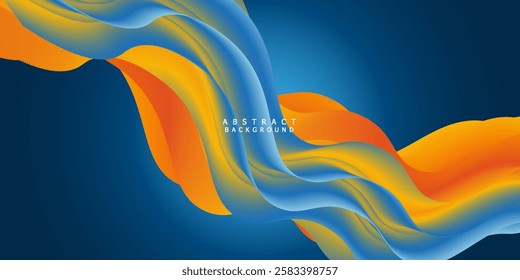 Fluid abstract background with colorful gradient. 2D illustration of modern movement.