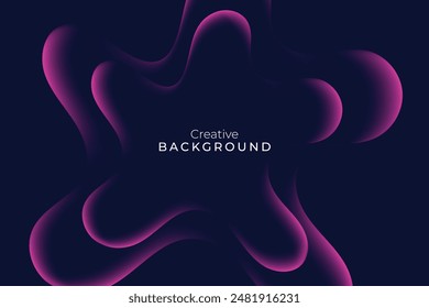 fluid, abstract background design featuring smooth, wavy shapes in gradient shades of pink and purple against a dark blue backdrop.