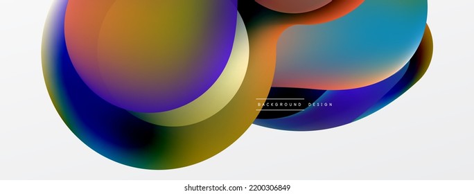 Fluid abstract background. Liquid color gradients composition. Round shapes and circle flowing design for wallpaper, banner, background or landing