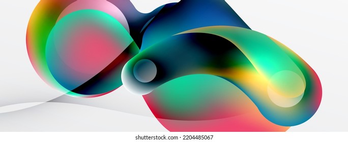 Fluid abstract background. Liquid color gradients composition. Round shapes and circle flowing design for wallpaper, banner, background or landing