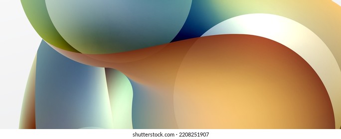 Fluid abstract background. Liquid color gradients composition. Round shapes and circle flowing design for wallpaper, banner, background or landing