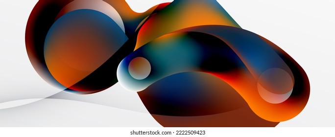 Fluid abstract background. Liquid color gradients composition. Round shapes and circle flowing design for wallpaper, banner, background or landing
