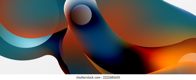 Fondo fluido abstracto. Composición de gradientes de color líquido. Formas redondeadas y diseño de flujo de círculo para papel de pared, pancarta, fondo o aterrizaje